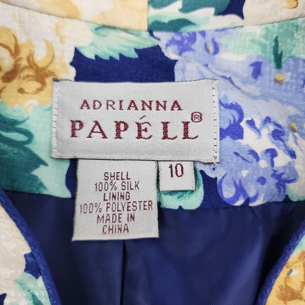 Vintage Adrianna Papell Women's Button Up Floral Silk Jacket Size 10 Floral - Picture 4 of 7